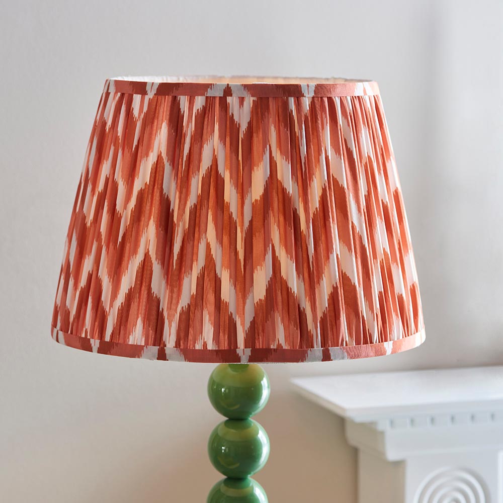 Gloss Green Higgledy & Zigzag 35cm Apricot orange shade - Comet Lighting