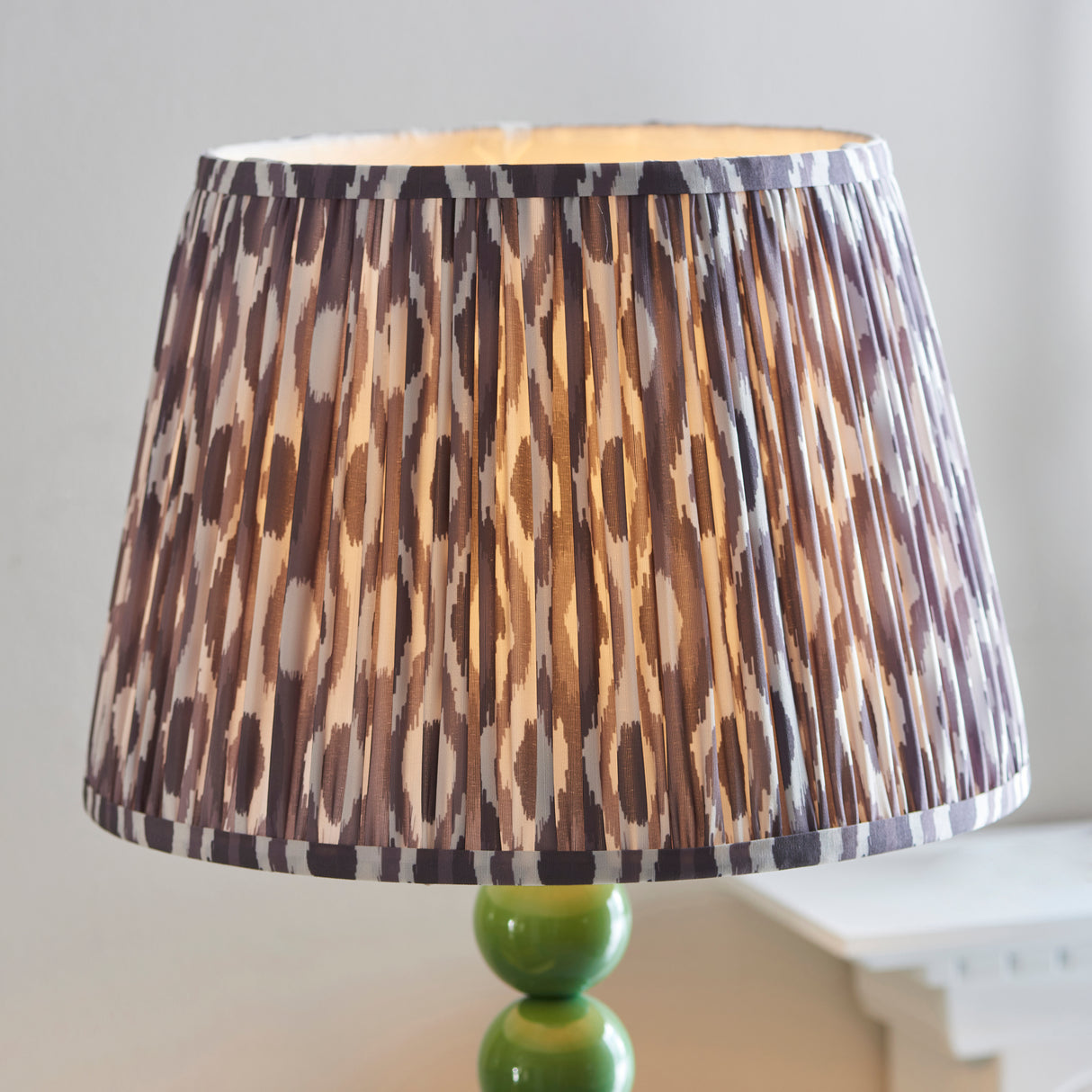 Gloss Green Higgledy & Ikat 35cm Pearl grey shade - Comet Lighting