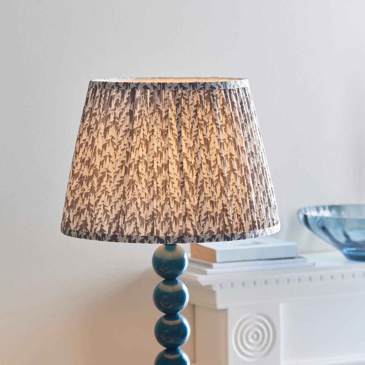 Gloss Blue Higgledy & Leaf 35cm Pearl grey shade - Comet Lighting