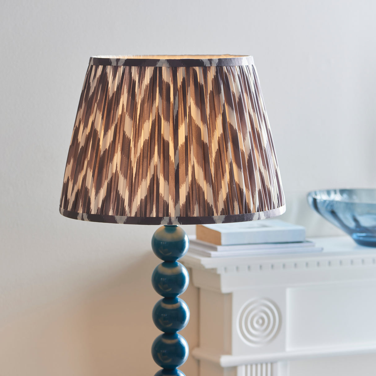 Gloss Blue Higgledy & Zigzag 35cm Pearl grey shade - Comet Lighting
