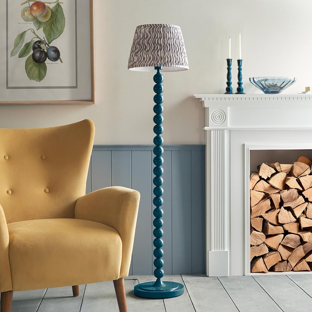 Gloss Blue Higgledy & Ripple 35cm Pearl grey shade - Comet Lighting