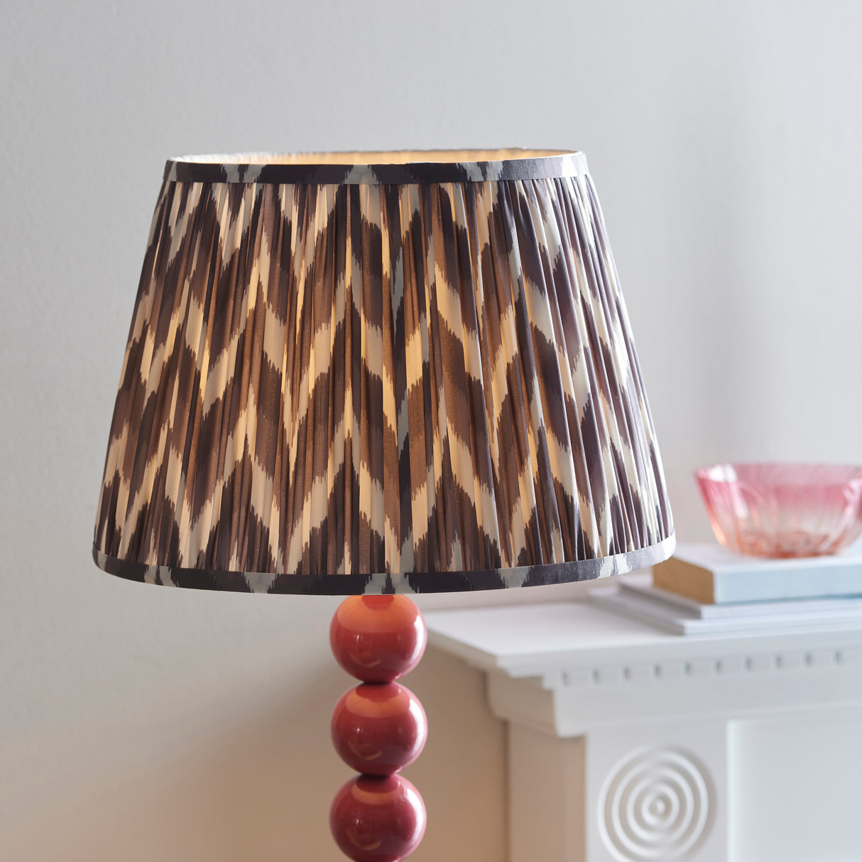 Gloss Pink Higgledy & Zigzag 35cm Pearl grey shade - Comet Lighting