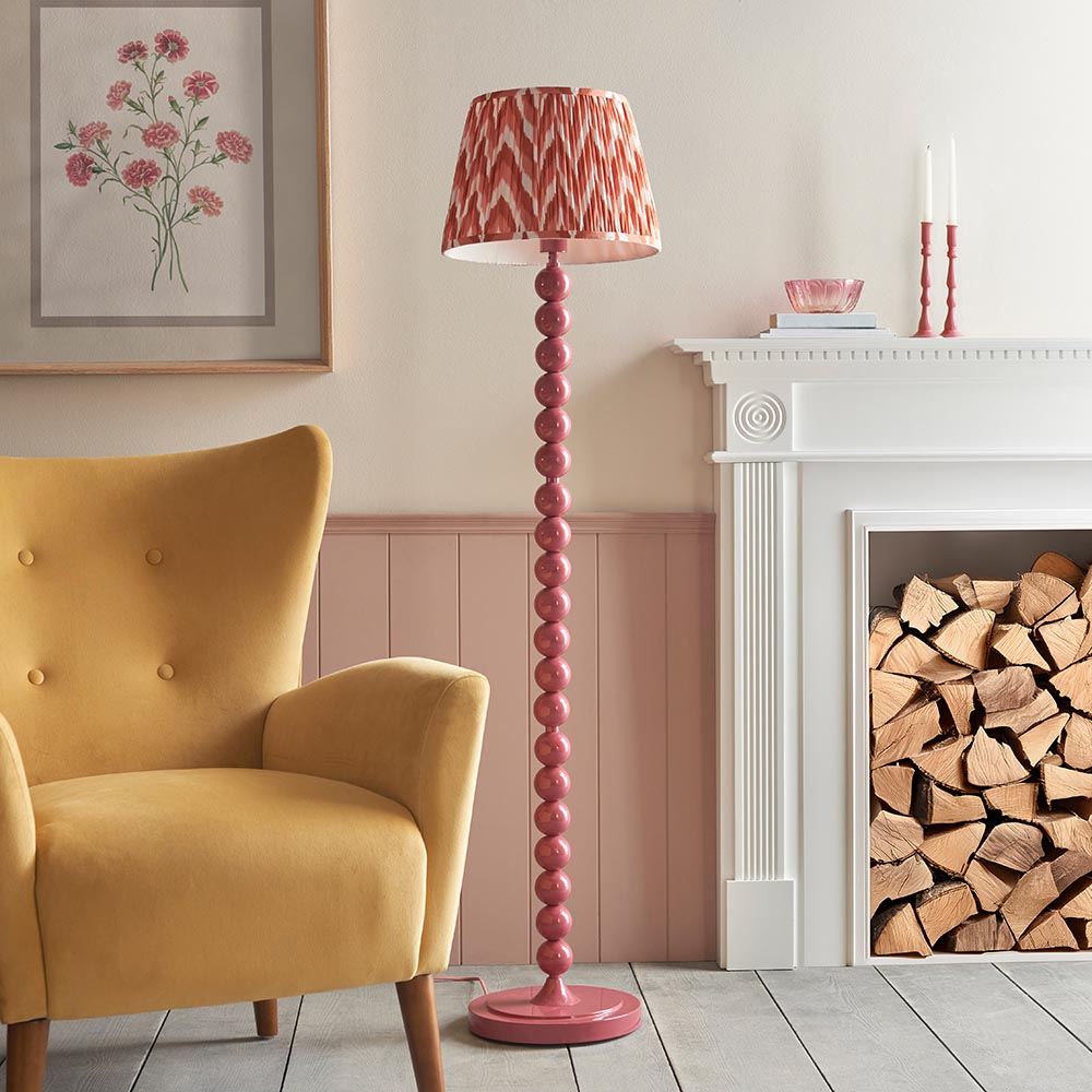 Gloss Pink Higgledy & Zigzag 35cm Apricot orange shade - Comet Lighting