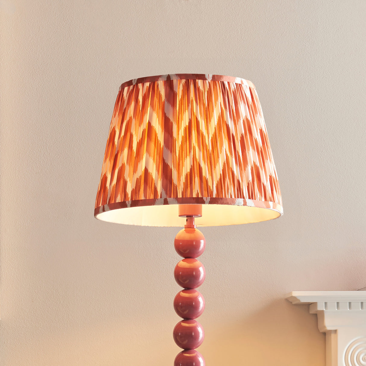 Gloss Pink Higgledy & Zigzag 35cm Apricot orange shade - Comet Lighting