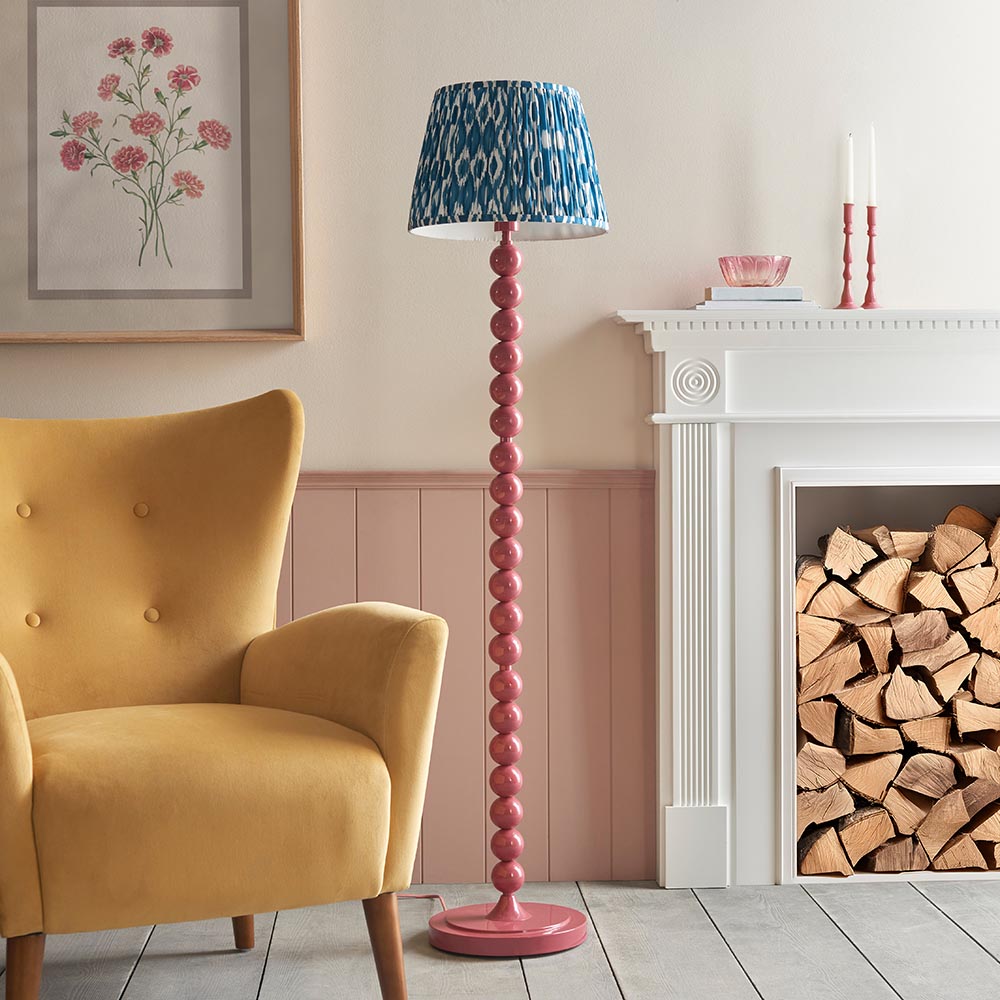 Gloss Pink Higgledy & Ikat 35cm Marlin blue shade - Comet Lighting