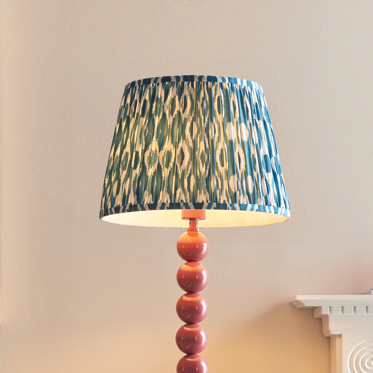 Gloss Pink Higgledy & Ikat 35cm Marlin blue shade - Comet Lighting