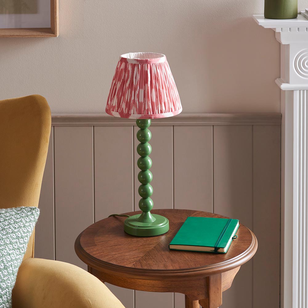 Gloss Green Higgledy & Ikat 20cm Coral pink shade - Comet Lighting