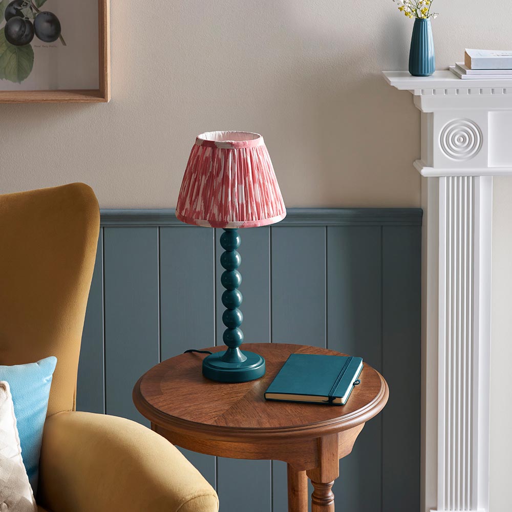 Gloss Blue Higgledy & Ikat 20cm Coral pink shade - Comet Lighting