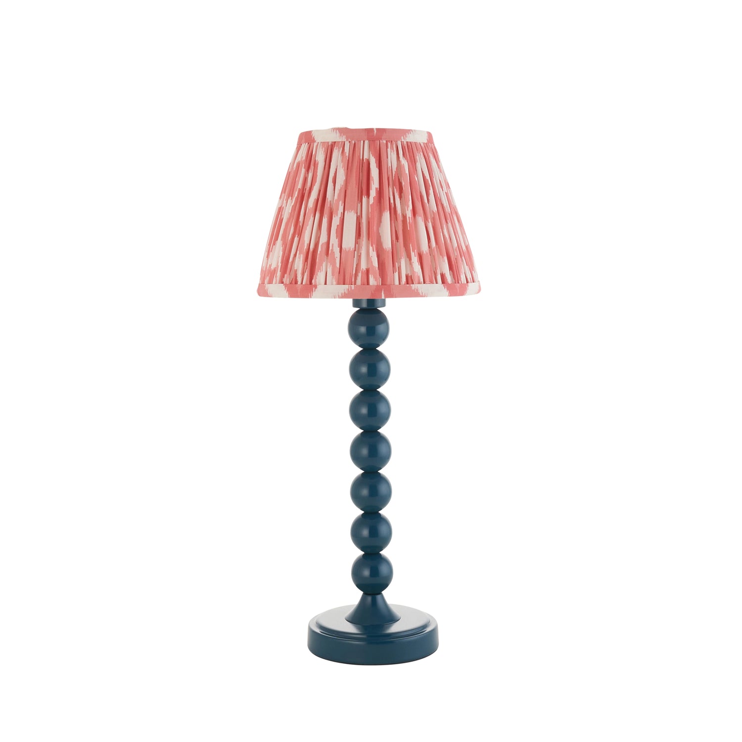 Gloss Blue Higgledy & Ikat 20cm Coral pink shade - Comet Lighting