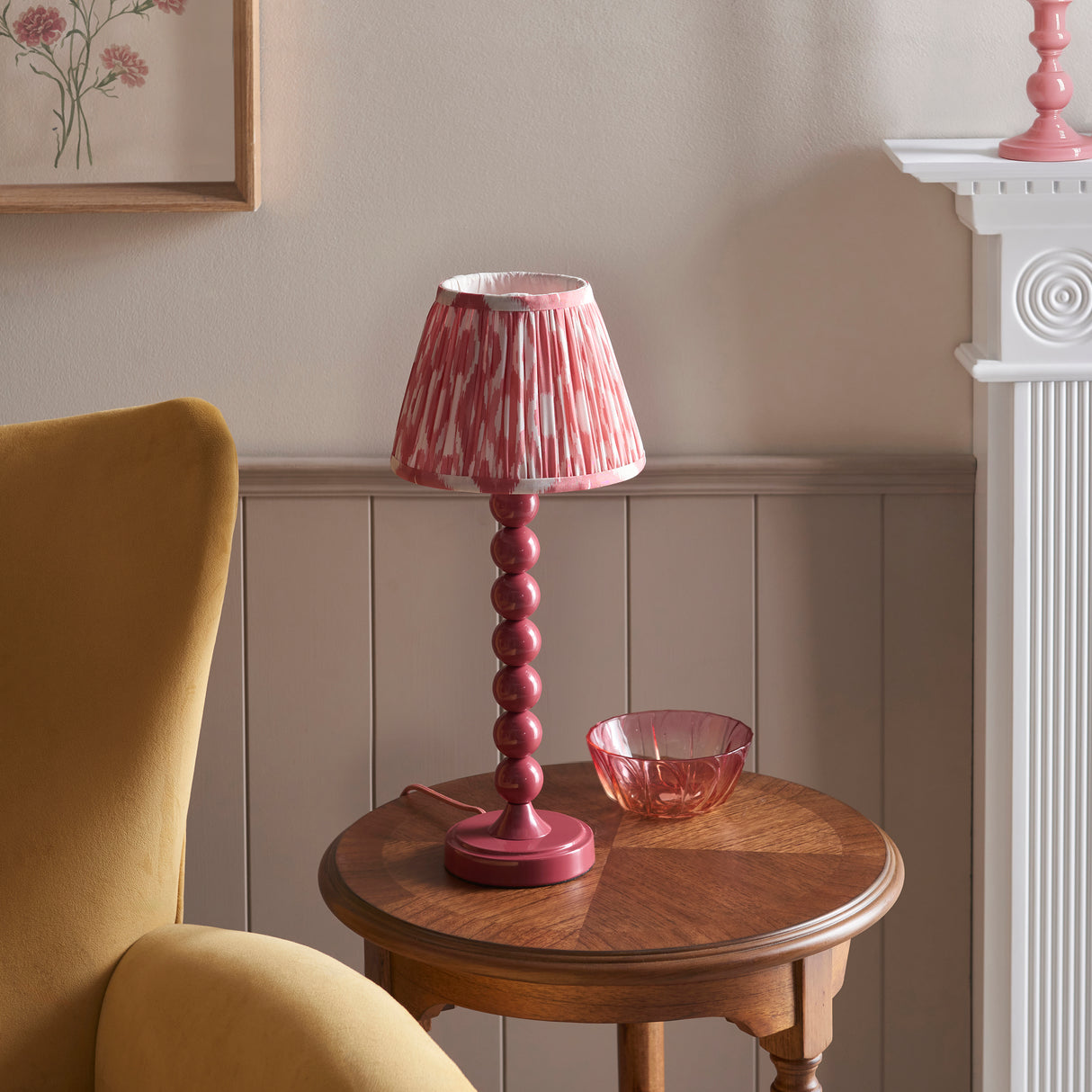 Gloss Pink Higgledy & Ikat 20cm Coral pink shade - Comet Lighting
