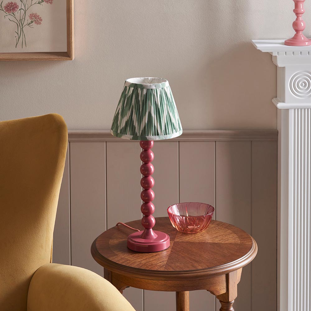 Gloss Pink Higgledy & Zigzag 20cm Cotswold green shade - Comet Lighting
