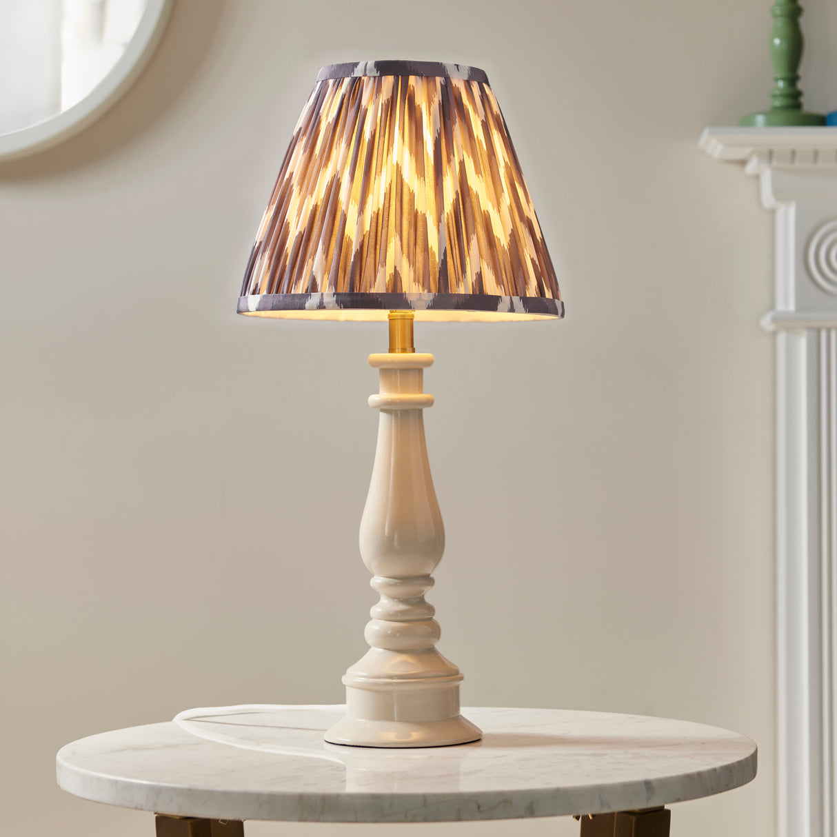 Myrtle & Zigzag 25cm Pearl grey shade - Comet Lighting