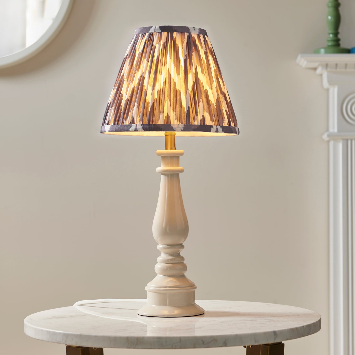 Myrtle & Zigzag 25cm Pearl grey shade - Comet Lighting