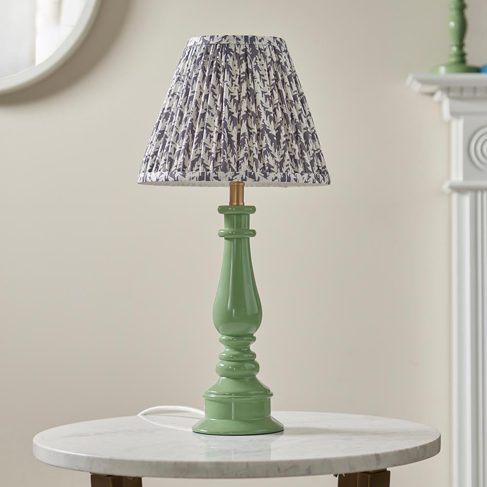 Gloss Green Myrtle & Leaf 25cm Pearl grey shade - Comet Lighting