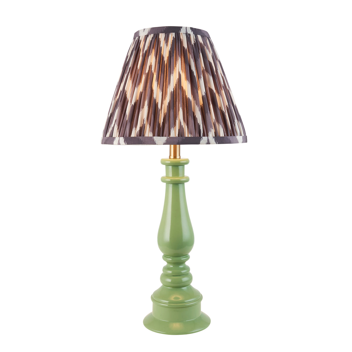 Gloss Green Myrtle & Zigzag 25cm Pearl grey shade - Comet Lighting