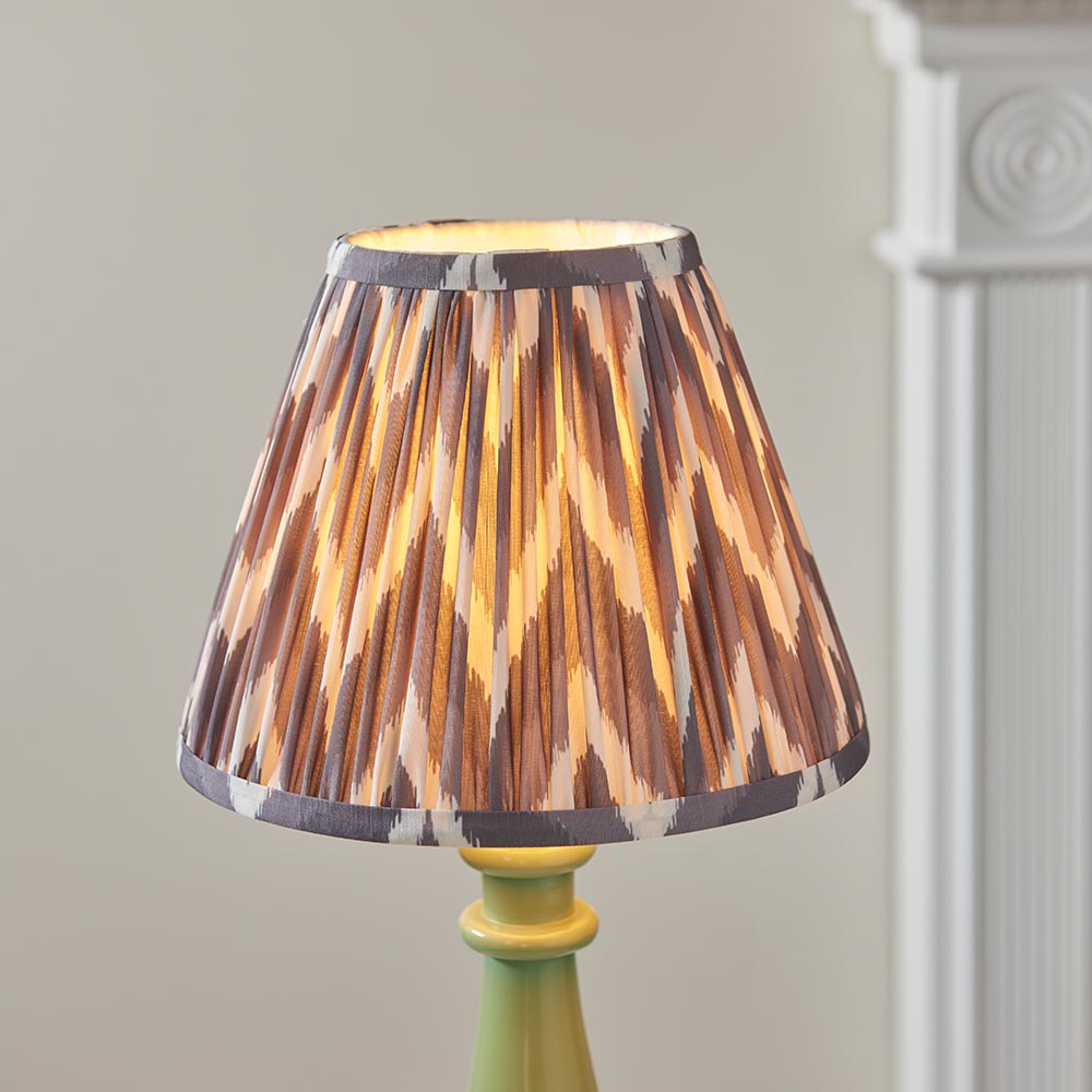 Gloss Green Myrtle & Zigzag 25cm Pearl grey shade - Comet Lighting