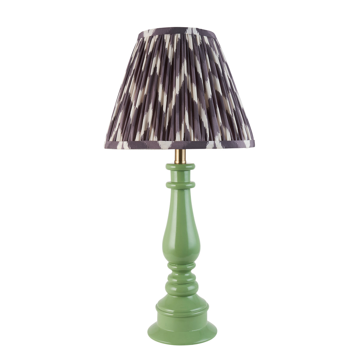 Gloss Green Myrtle & Zigzag 25cm Pearl grey shade - Comet Lighting