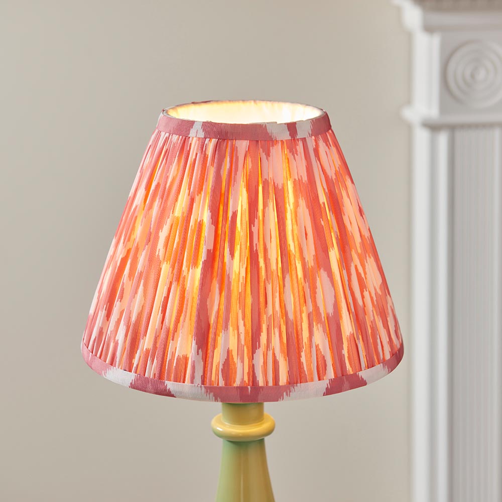 Gloss Green Myrtle & Ikat 25cm Coral pink shade - Comet Lighting