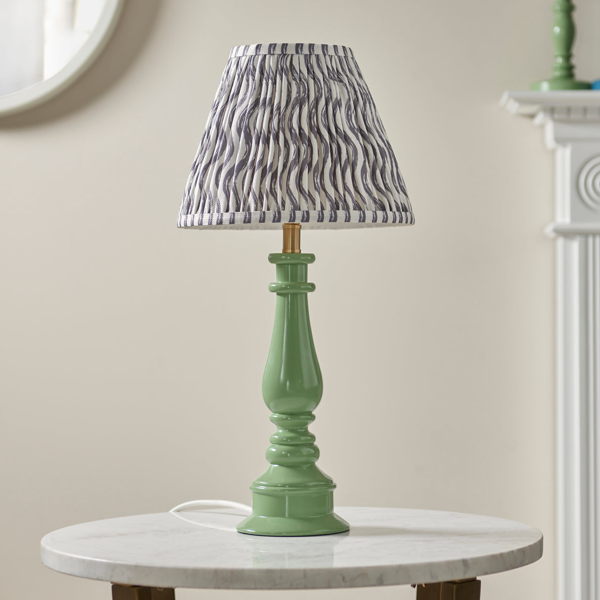 Gloss Green Myrtle & Ripple 25cm Pearl grey shade - Comet Lighting