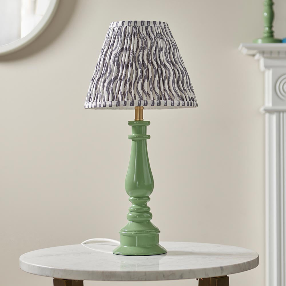Gloss Green Myrtle & Ripple 25cm Pearl grey shade - Comet Lighting
