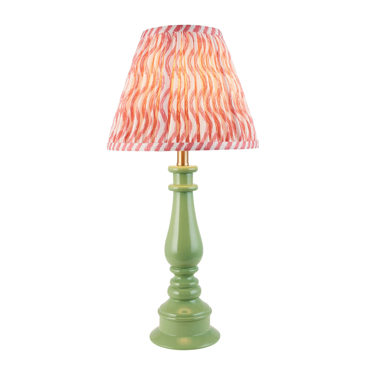 Gloss Green Myrtle & Ripple 25cm Coral pink shade - Comet Lighting