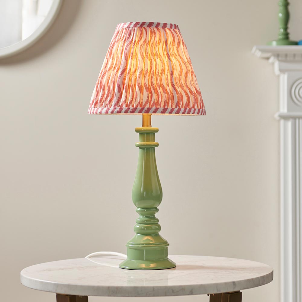 Gloss Green Myrtle & Ripple 25cm Coral pink shade - Comet Lighting