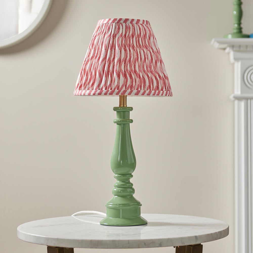 Gloss Green Myrtle & Ripple 25cm Coral pink shade - Comet Lighting