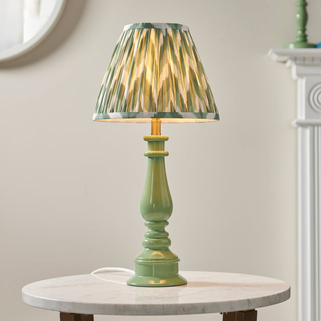 Gloss Green Myrtle & Zigzag 25cm Cotswold green shade - Comet Lighting