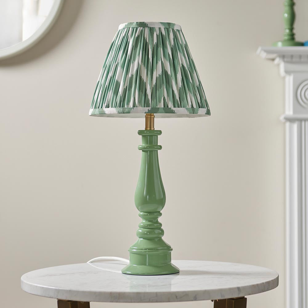 Gloss Green Myrtle & Zigzag 25cm Cotswold green shade - Comet Lighting