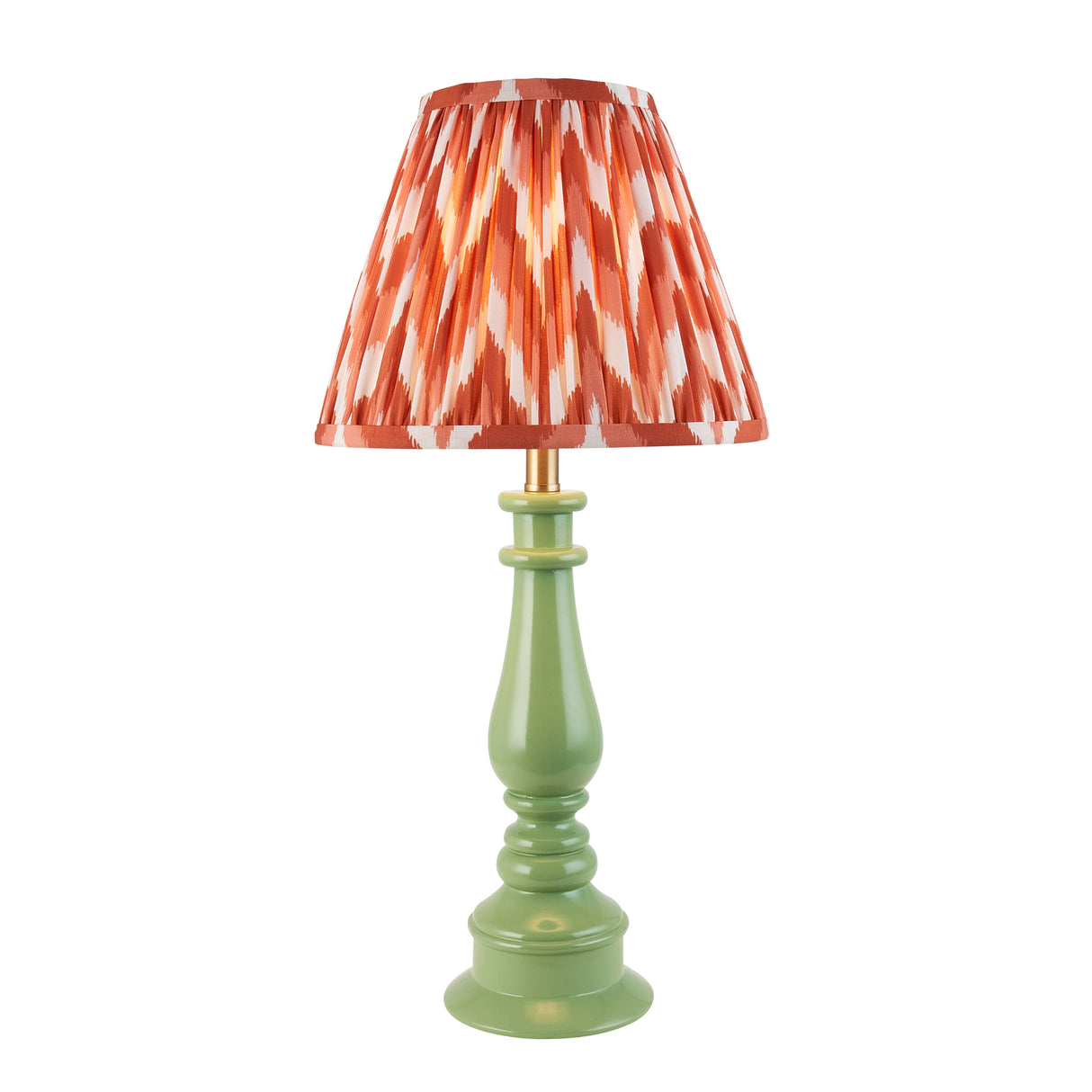 Gloss Green Myrtle & Zigzag 25cm Apricot orange shade - Comet Lighting