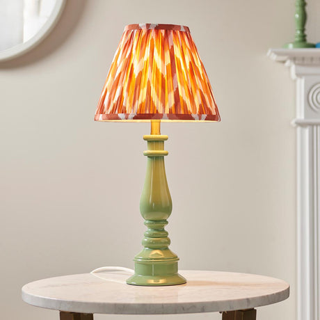 Gloss Green Myrtle & Zigzag 25cm Apricot orange shade - Comet Lighting