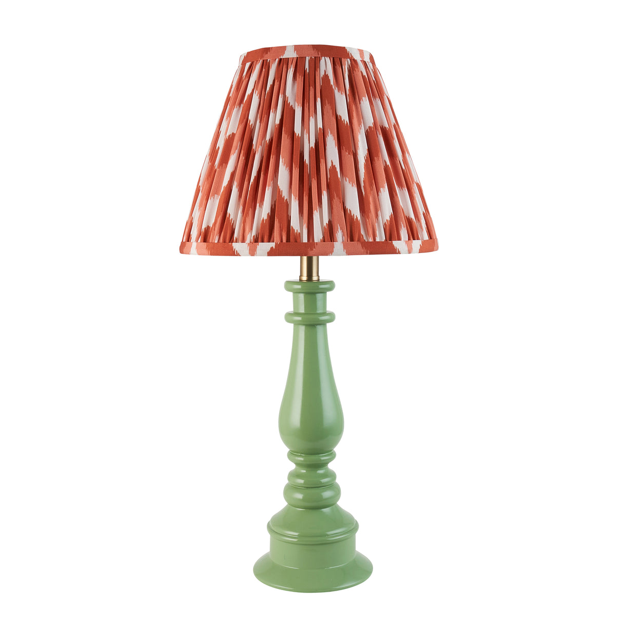 Gloss Green Myrtle & Zigzag 25cm Apricot orange shade - Comet Lighting