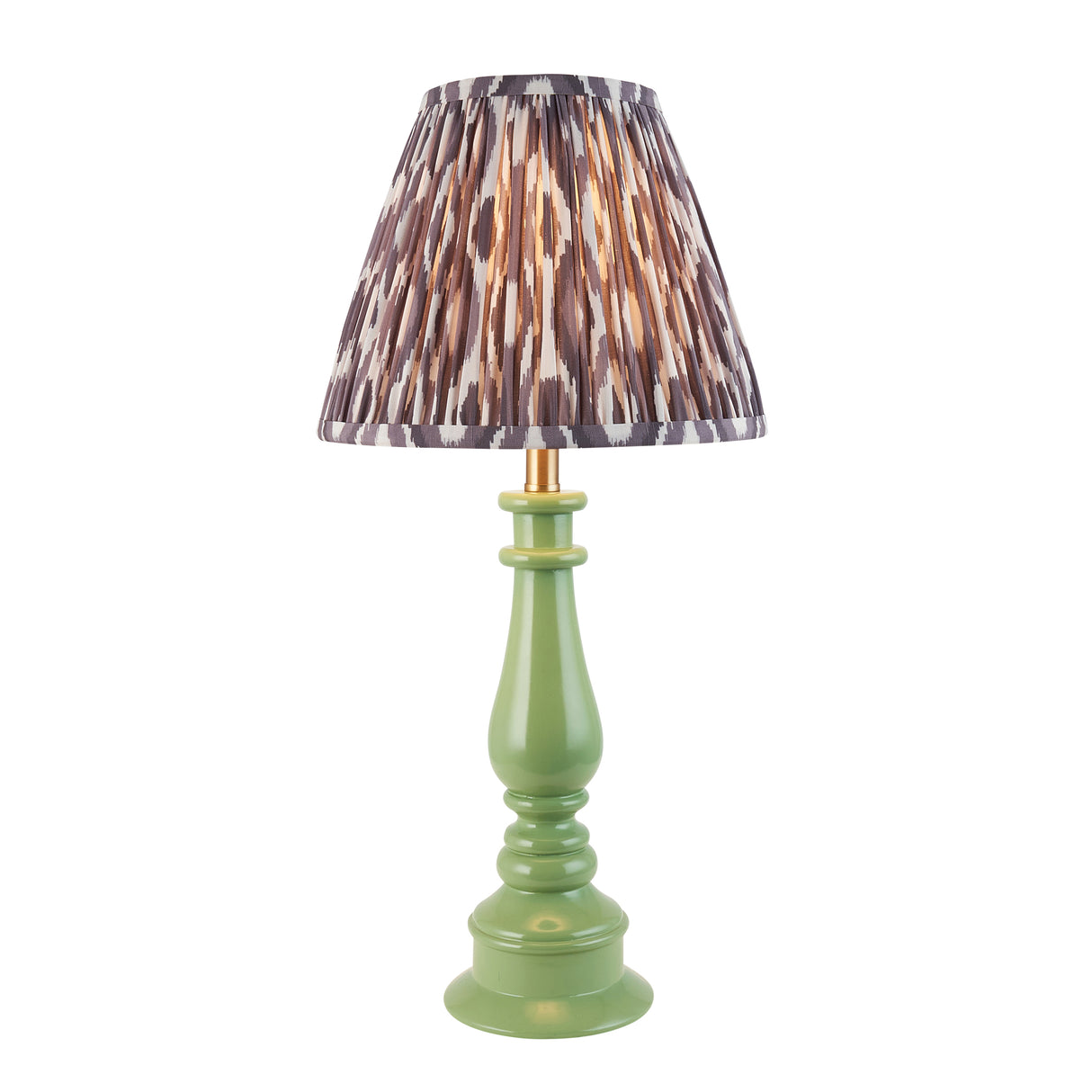 Gloss Green Myrtle & Ikat 25cm Pearl grey shade - Comet Lighting