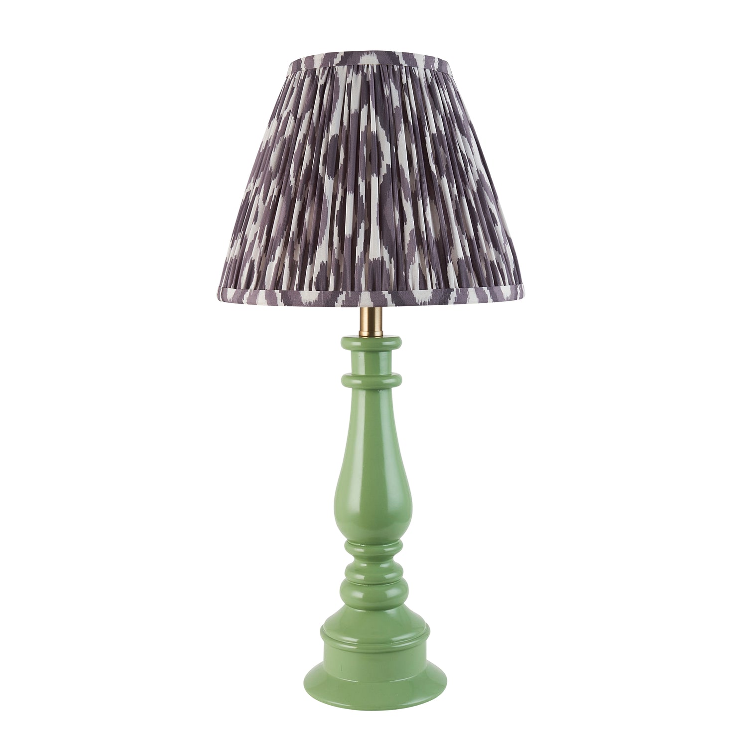 Gloss Green Myrtle & Ikat 25cm Pearl grey shade - Comet Lighting