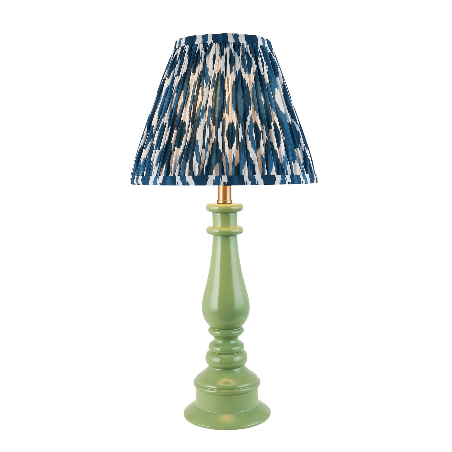Gloss Green Myrtle & Ikat 25cm Marlin blue shade - Comet Lighting