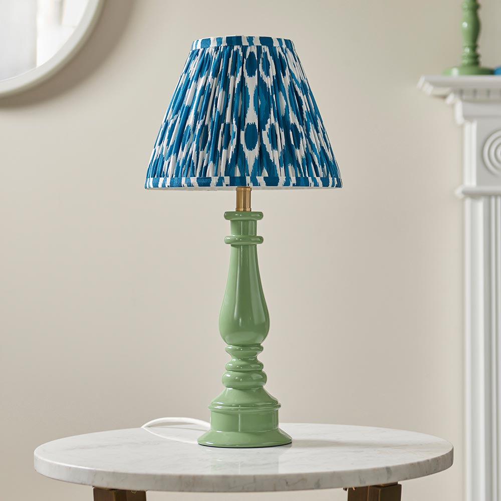 Gloss Green Myrtle & Ikat 25cm Marlin blue shade - Comet Lighting