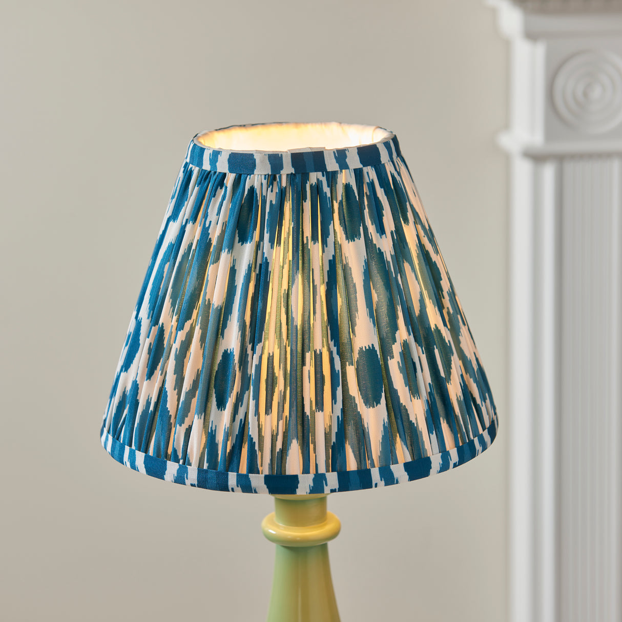 Gloss Green Myrtle & Ikat 25cm Marlin blue shade - Comet Lighting