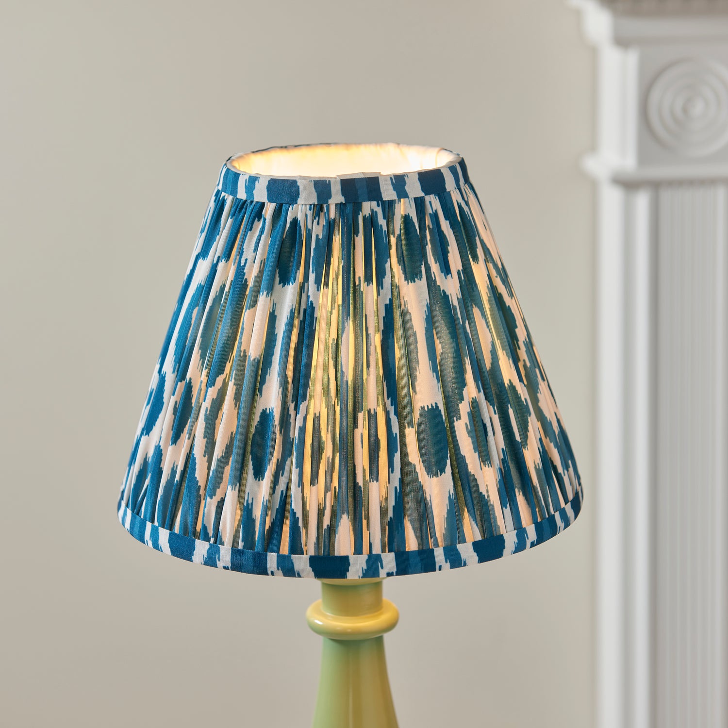 Gloss Green Myrtle & Ikat 25cm Marlin blue shade - Comet Lighting