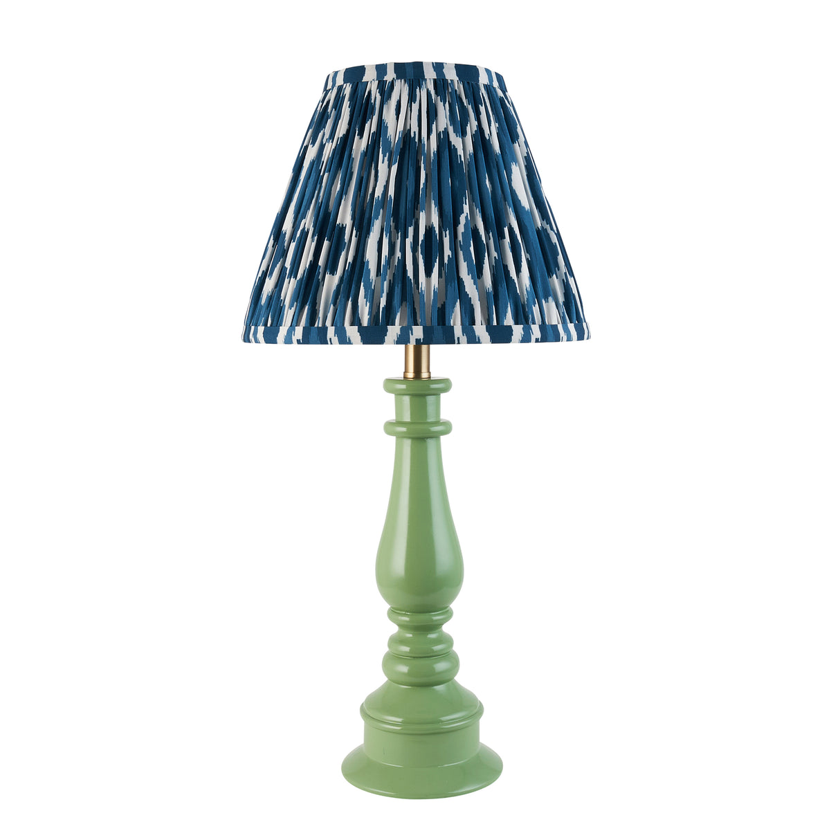 Gloss Green Myrtle & Ikat 25cm Marlin blue shade - Comet Lighting