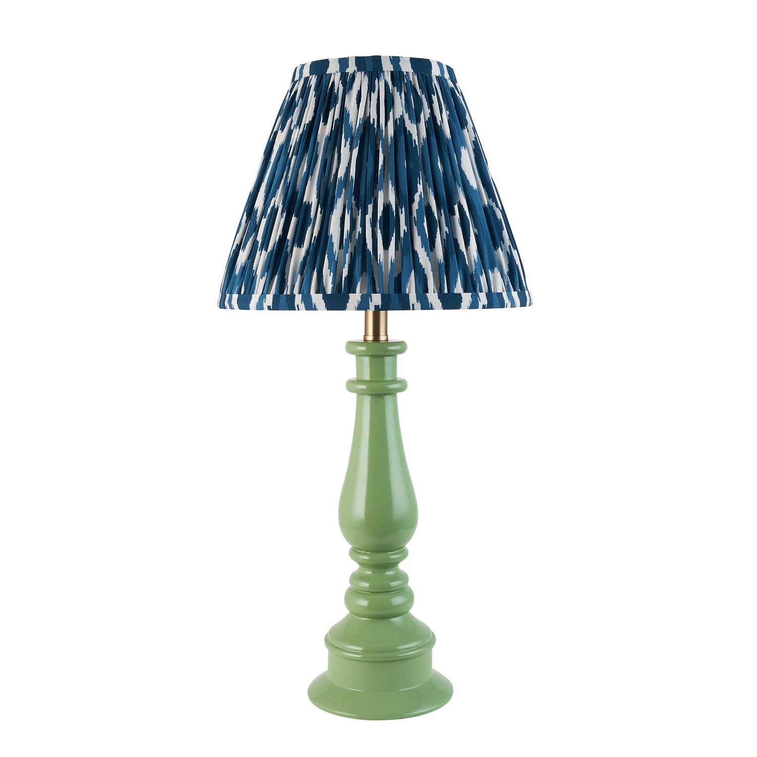 Gloss Green Myrtle & Ikat 25cm Marlin blue shade - Comet Lighting