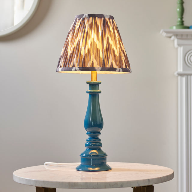 Gloss Blue Myrtle & Zigzag 25cm Pearl grey shade - Comet Lighting