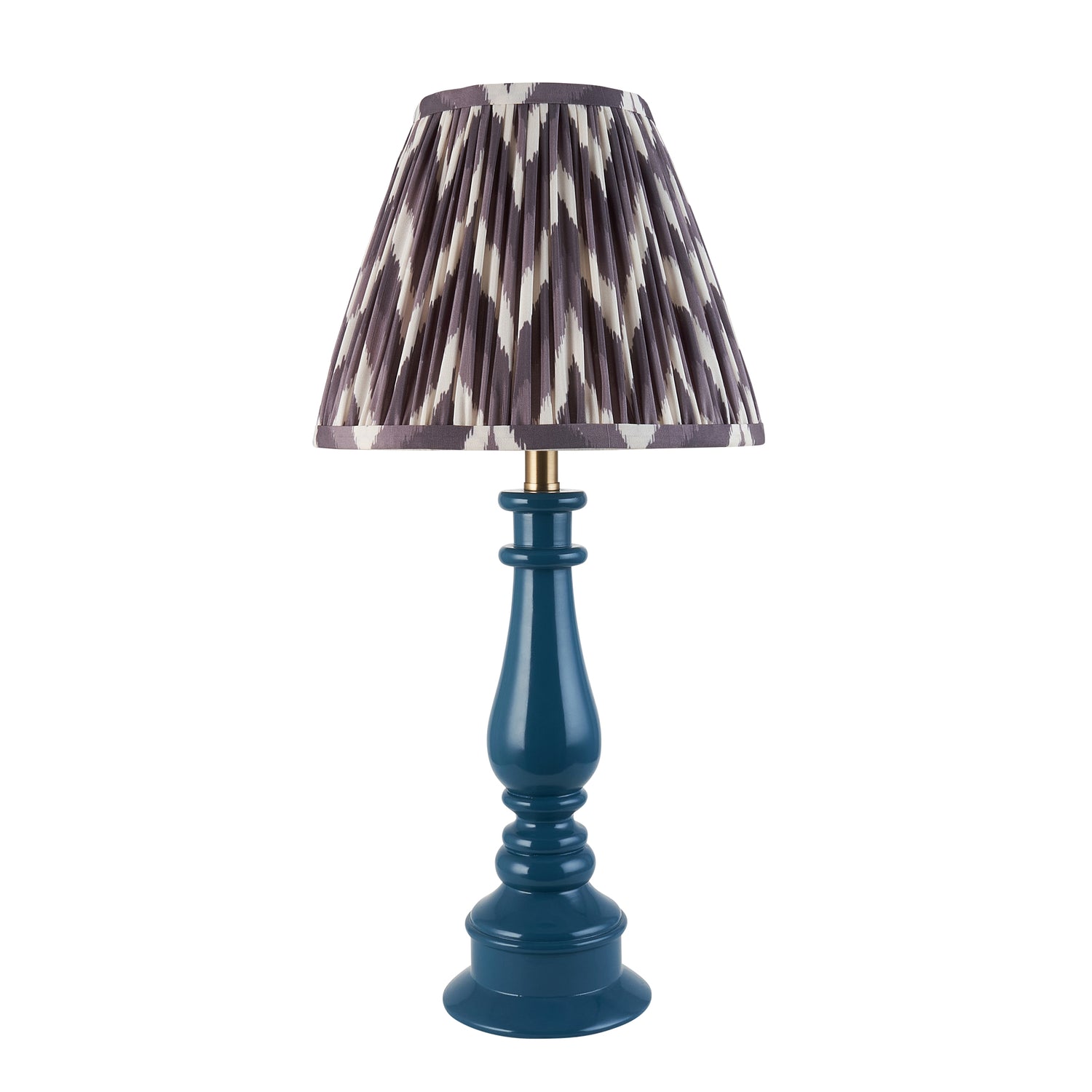 Gloss Blue Myrtle & Zigzag 25cm Pearl grey shade - Comet Lighting