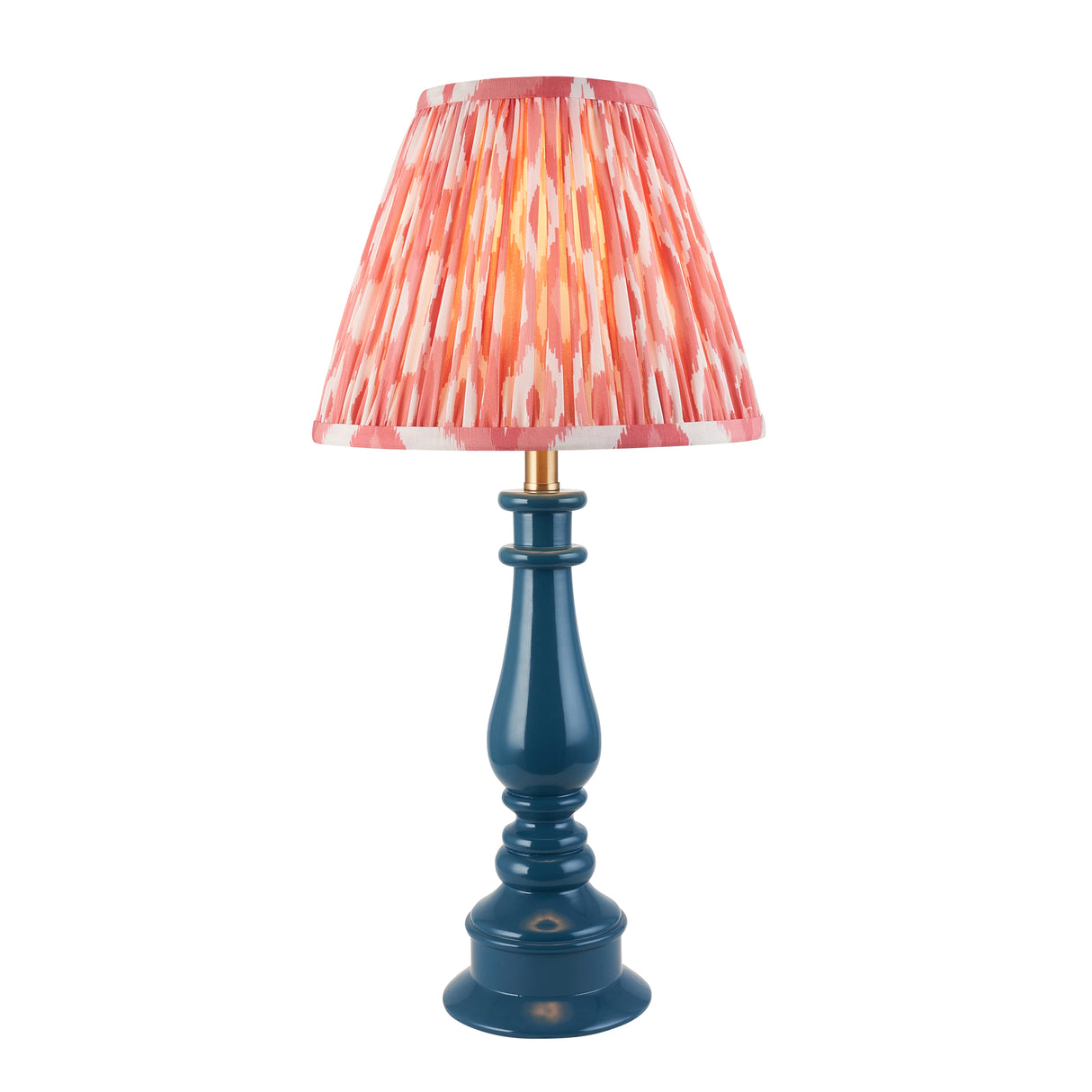 Gloss Blue Myrtle & Ikat 25cm Coral pink shade - Comet Lighting