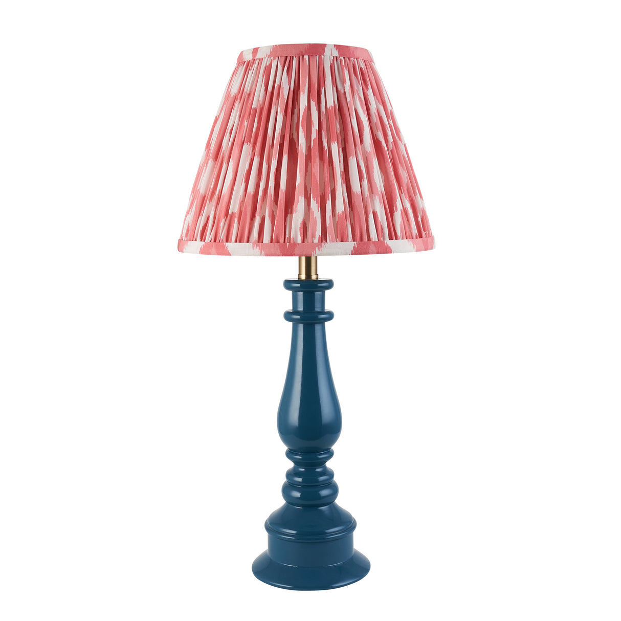 Gloss Blue Myrtle & Ikat 25cm Coral pink shade - Comet Lighting