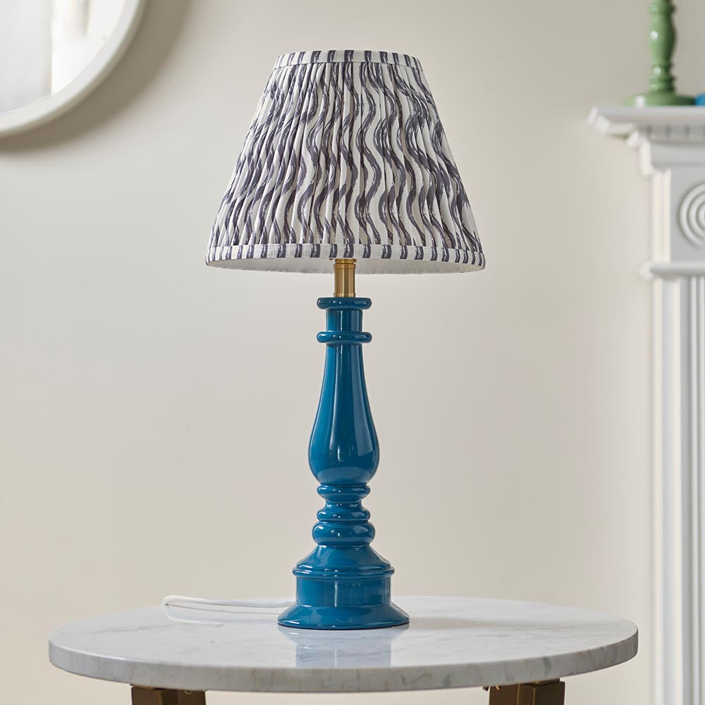 Gloss Blue Myrtle & Ripple 25cm Pearl grey shade - Comet Lighting