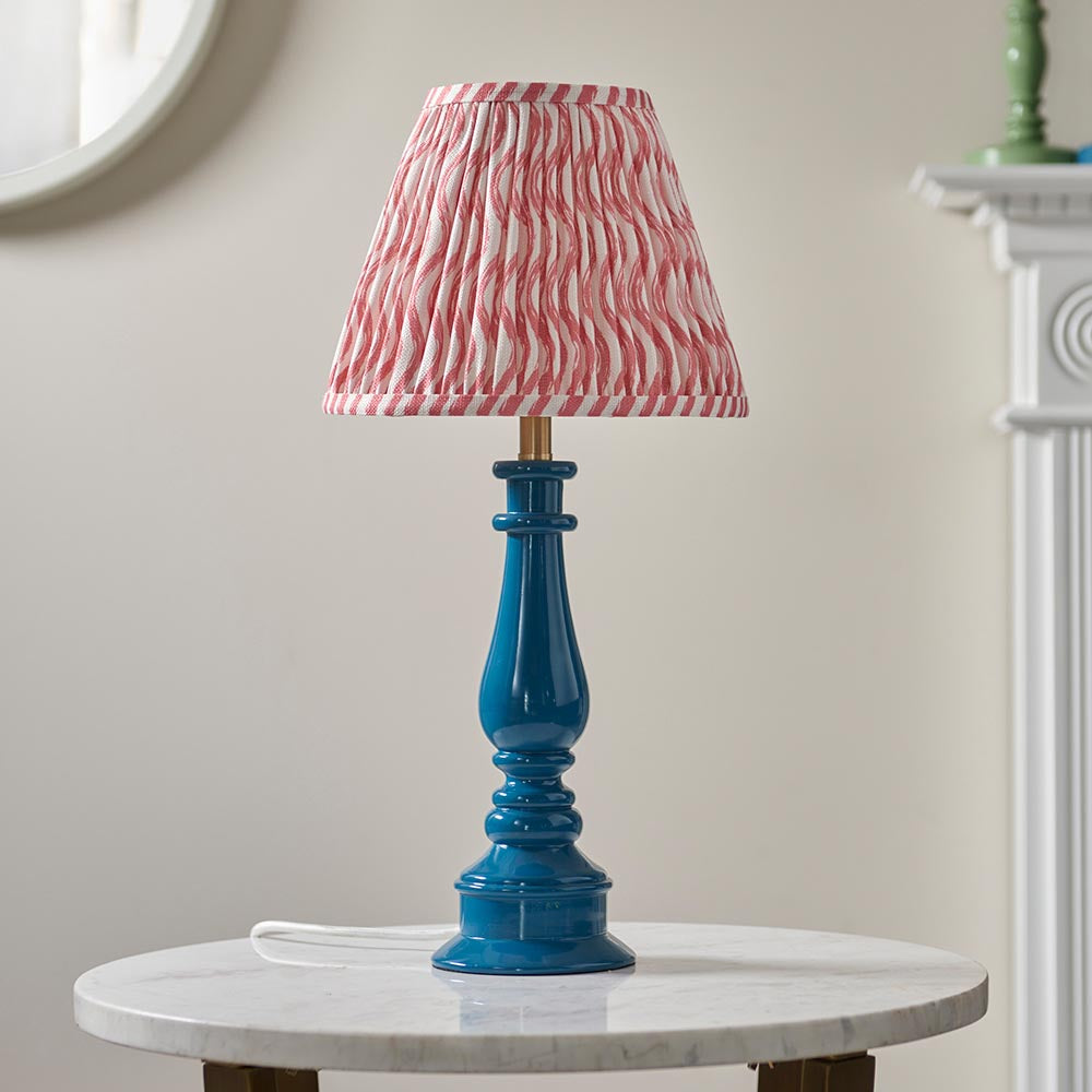 Gloss Blue Myrtle & Ripple 25cm Coral pink shade - Comet Lighting