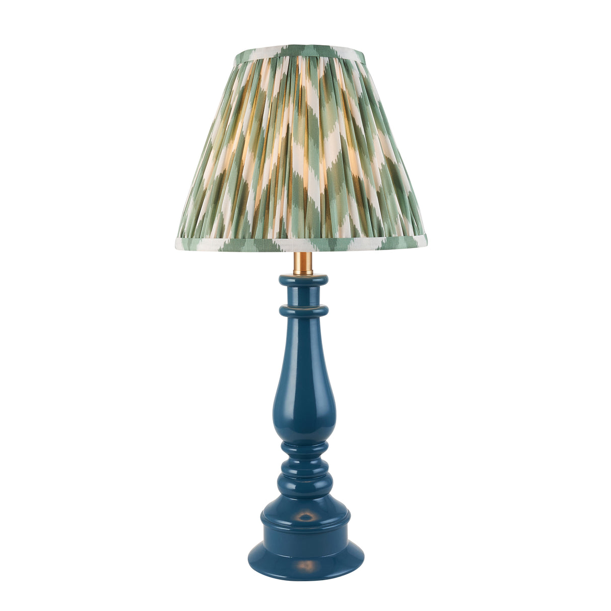 Gloss Blue Myrtle & Zigzag 25cm Cotswold green shade - Comet Lighting