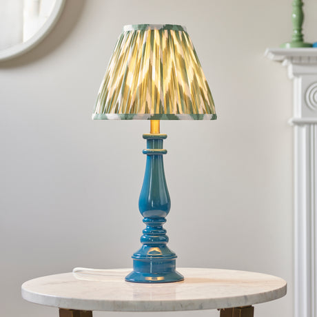 Gloss Blue Myrtle & Zigzag 25cm Cotswold green shade - Comet Lighting