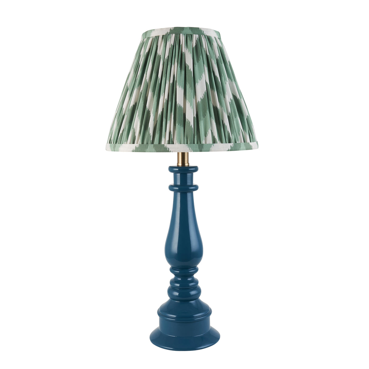 Gloss Blue Myrtle & Zigzag 25cm Cotswold green shade - Comet Lighting