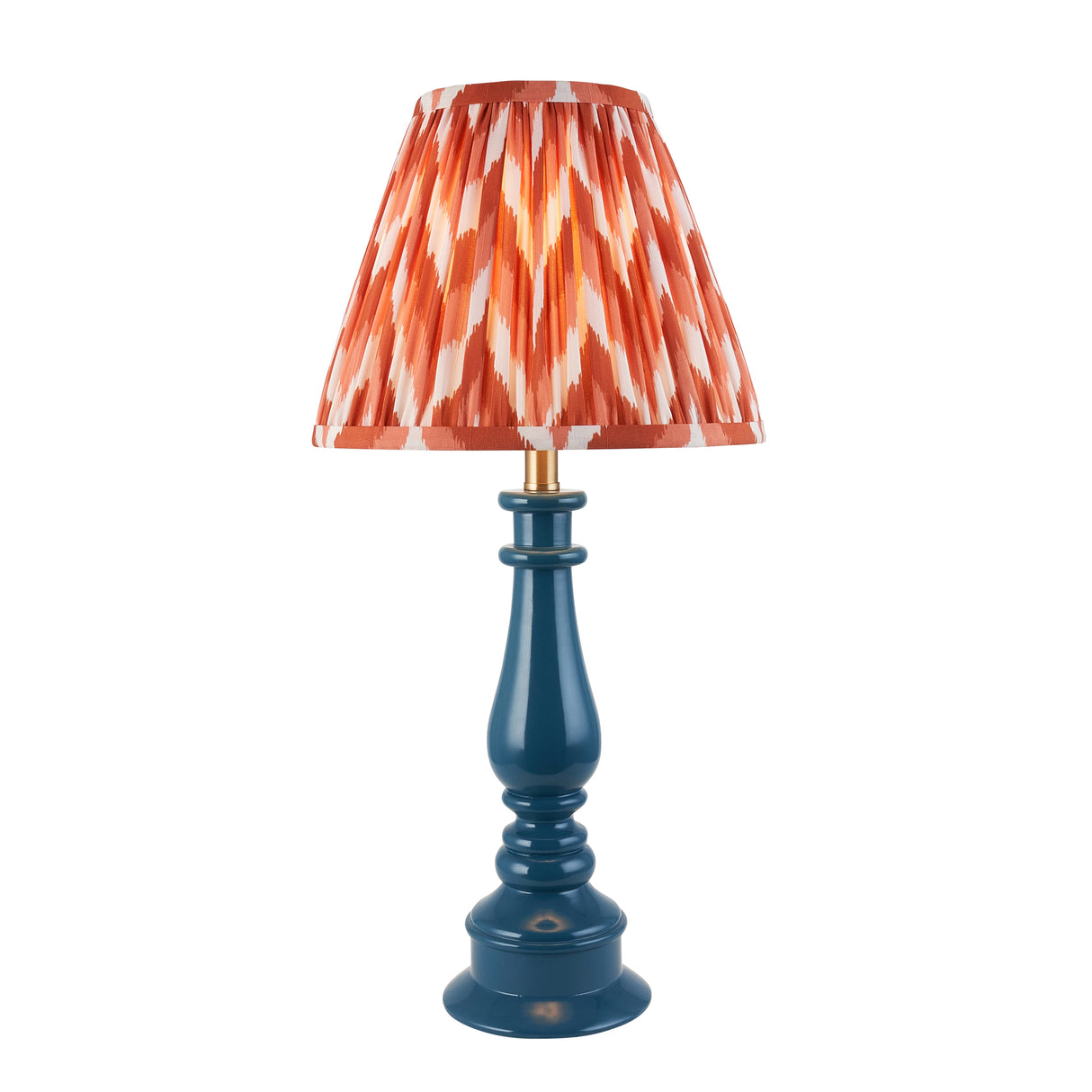 Gloss Blue Myrtle & Zigzag 25cm Apricot orange shade - Comet Lighting